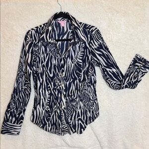 Lilly Pulitzer navy Zebra Print Women's Top size 12
